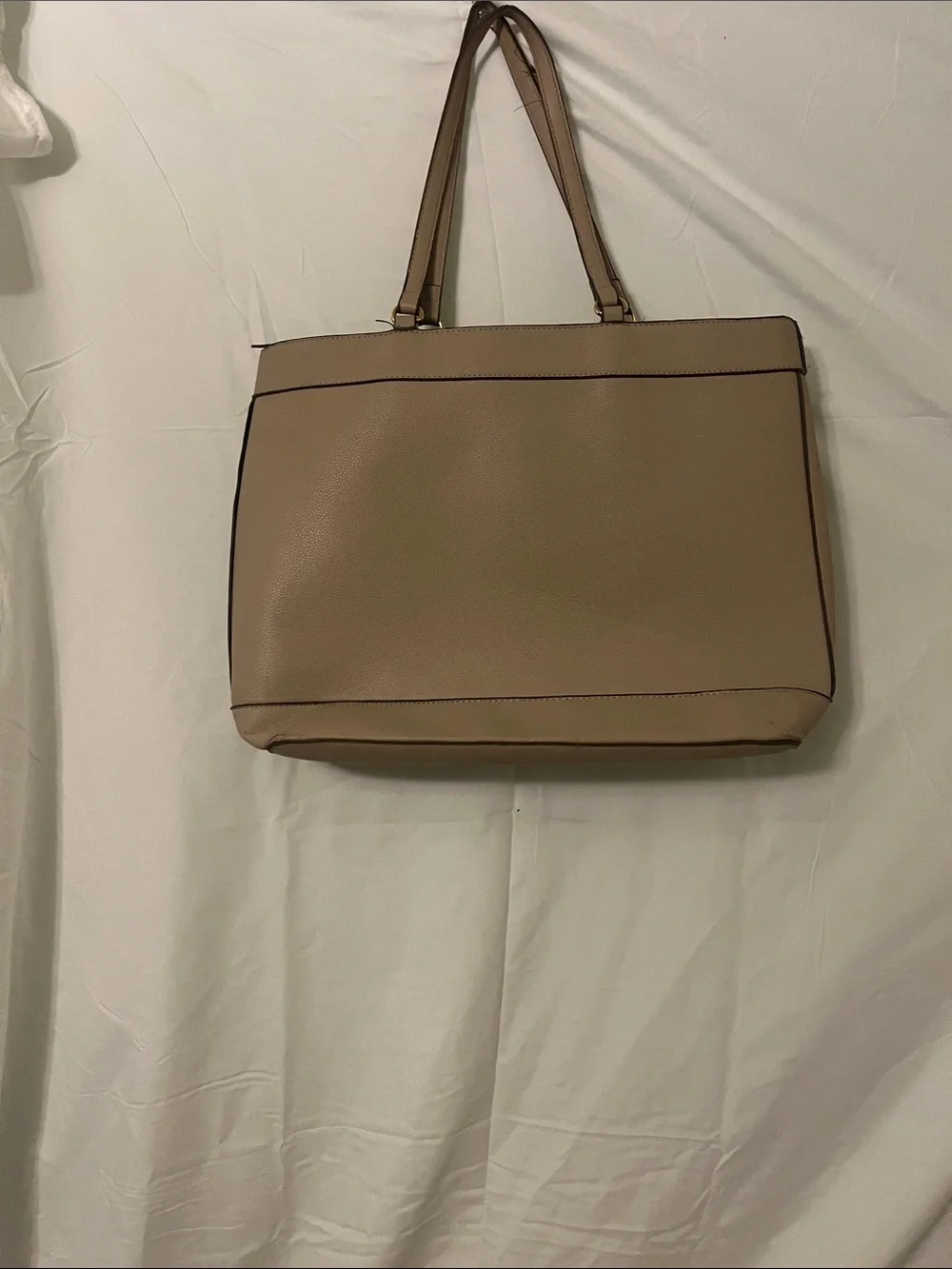 Anne Klein Taupe Pebbled Tote with Gold Accent